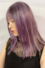 画像15: 【SALE】切りっぱなしストレートセミロング【根元黒mixアッシュグレープパープルブラウンmix】 (15)