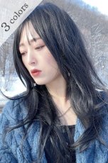 画像1: 《Sサイズ展開有》☆極薄ふかし加工✩シースルーバング☆小顔レイヤーエアリーロング【ブラック】 (1)