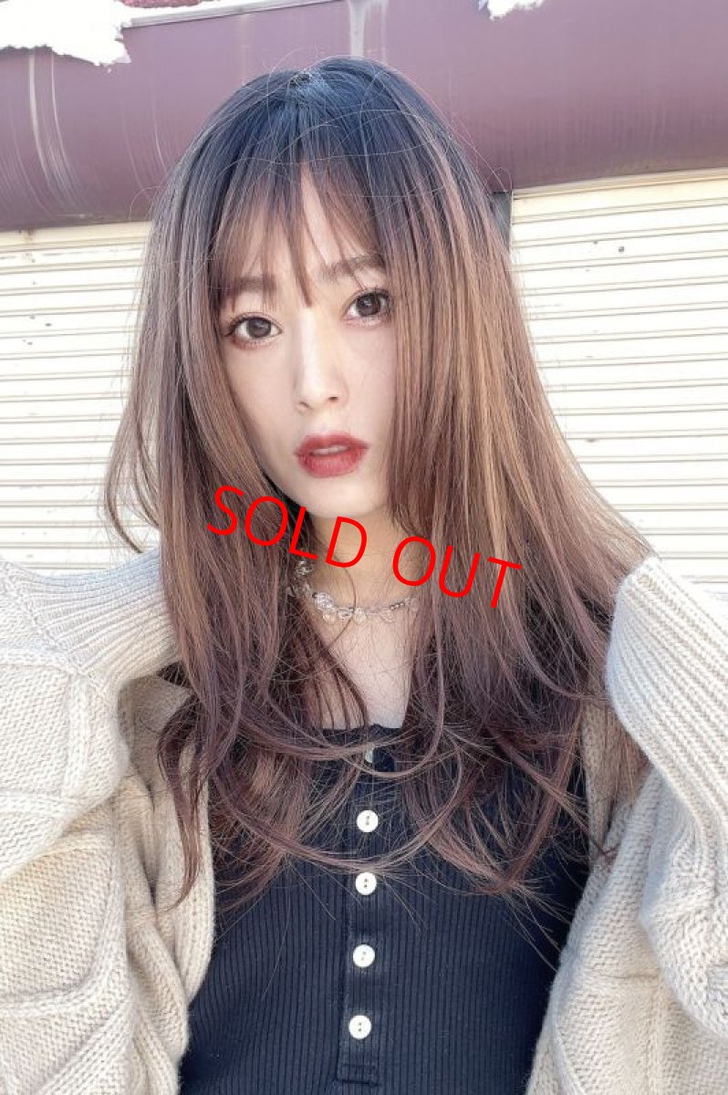 画像12: 《Sサイズ展開あり》極薄ふかし加工✩シースルーバング☆小顔レイヤーエアリーロング【根元黒染め×マロンブラウン】 (12)