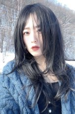 画像3: 《Sサイズ展開有》☆極薄ふかし加工✩シースルーバング☆小顔レイヤーエアリーロング【ブラック】 (3)