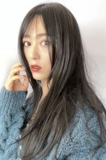 画像9: 《Sサイズ展開有》☆極薄ふかし加工✩シースルーバング☆小顔レイヤーエアリーロング【ブラック】 (9)