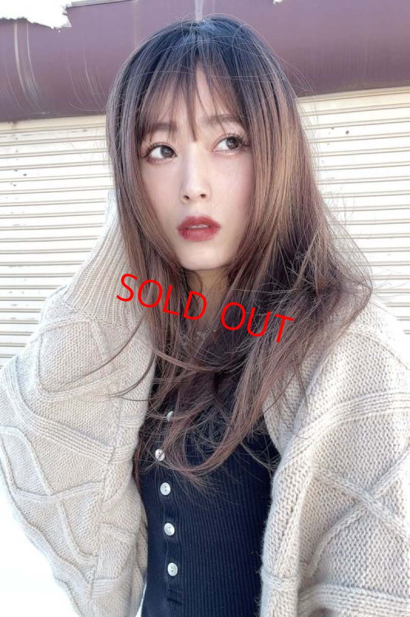 画像13: 《Sサイズ展開あり》極薄ふかし加工✩シースルーバング☆小顔レイヤーエアリーロング【根元黒染め×マロンブラウン】 (13)