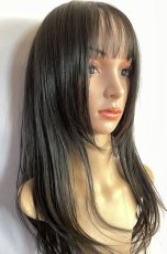 画像14: 《Sサイズ展開有》☆極薄ふかし加工✩シースルーバング☆小顔レイヤーエアリーロング【ブラック】 (14)