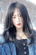 画像2: 《Sサイズ展開有》☆極薄ふかし加工✩シースルーバング☆小顔レイヤーエアリーロング【ブラック】 (2)