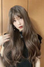 画像5: I型つむじ☆斜め分けランダムゆる巻きウェーブロング【根元黒mix×マロンブラウン】　 (5)