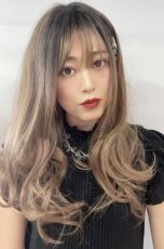 画像10: ふかし加工☆オルチャン風シースルーバングフェミニンカールロング【根元黒染め×シフォンベージュ】 (10)