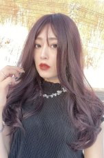 画像5: ふかし加工☆オルチャン風シースルーバングフェミニンカールロング【ダークチェリー】 (5)