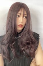 画像10: ふかし加工☆オルチャン風シースルーバングフェミニンカールロング【ダークチェリー】 (10)