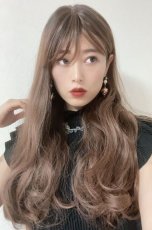 画像4: I型つむじ☆斜め分けランダムゆる巻きウェーブロング【根元黒mix×マロンブラウン】　 (4)