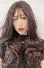 画像9: ふかし加工☆オルチャン風シースルーバングフェミニンカールロング【ダークチェリー】 (9)