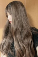 画像7: I型つむじ☆斜め分けランダムゆる巻きウェーブロング【根元黒mix×マロンブラウン】　 (7)