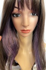 画像19: ふかし加工☆フリンジバング＆サイドインナーカラーゆるカールロング【002R×インナーカラーアッシュグレープパープル】 (19)