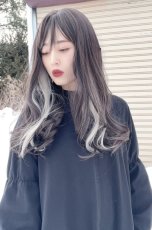 画像3: 【SALE】Ssize☆I型つむじ☆フリンジバング＆サイドインナーカラーゆるカールロング【002R×インナーカラープラチナゴールド】 (3)
