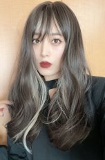 画像7: 【SALE】Ssize☆I型つむじ☆フリンジバング＆サイドインナーカラーゆるカールロング【002R×インナーカラープラチナゴールド】 (7)