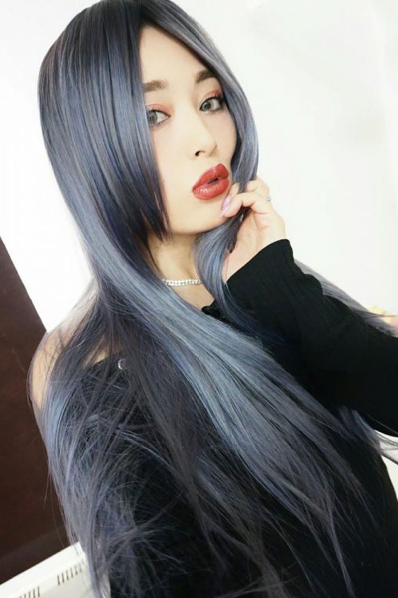 画像18: 【SALE】ストレス軽減！注目の新構造ウィッグ！センター分けソフトストレートロング【根元黒染め×アメジストパープルグレー】  (18)