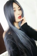 画像18: 【SALE】ストレス軽減！注目の新構造ウィッグ！センター分けソフトストレートロング【根元黒染め×アメジストパープルグレー】  (18)