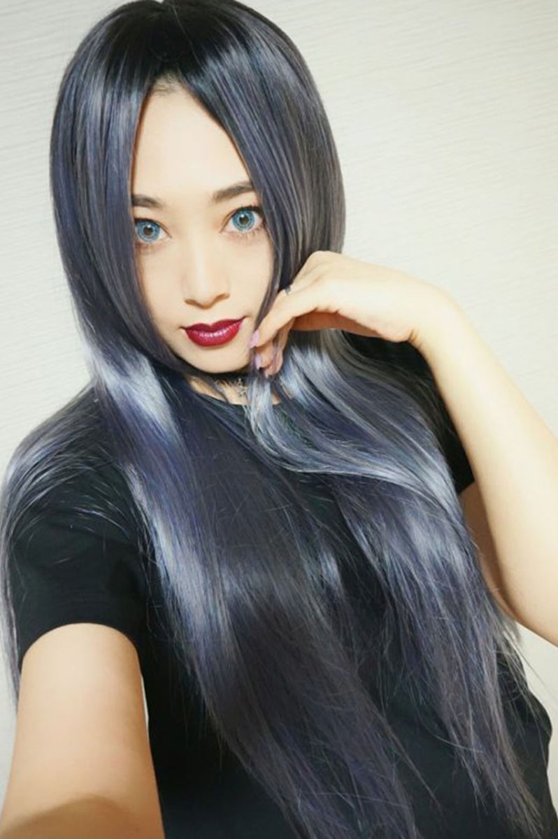 画像13: 【SALE】ストレス軽減！注目の新構造ウィッグ！センター分けソフトストレートロング【根元黒染め×アメジストパープルグレー】  (13)