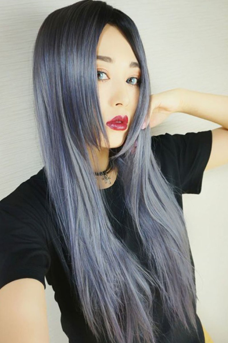 画像22: 【SALE】ストレス軽減！注目の新構造ウィッグ！センター分けソフトストレートロング【根元黒染め×アメジストパープルグレー】  (22)