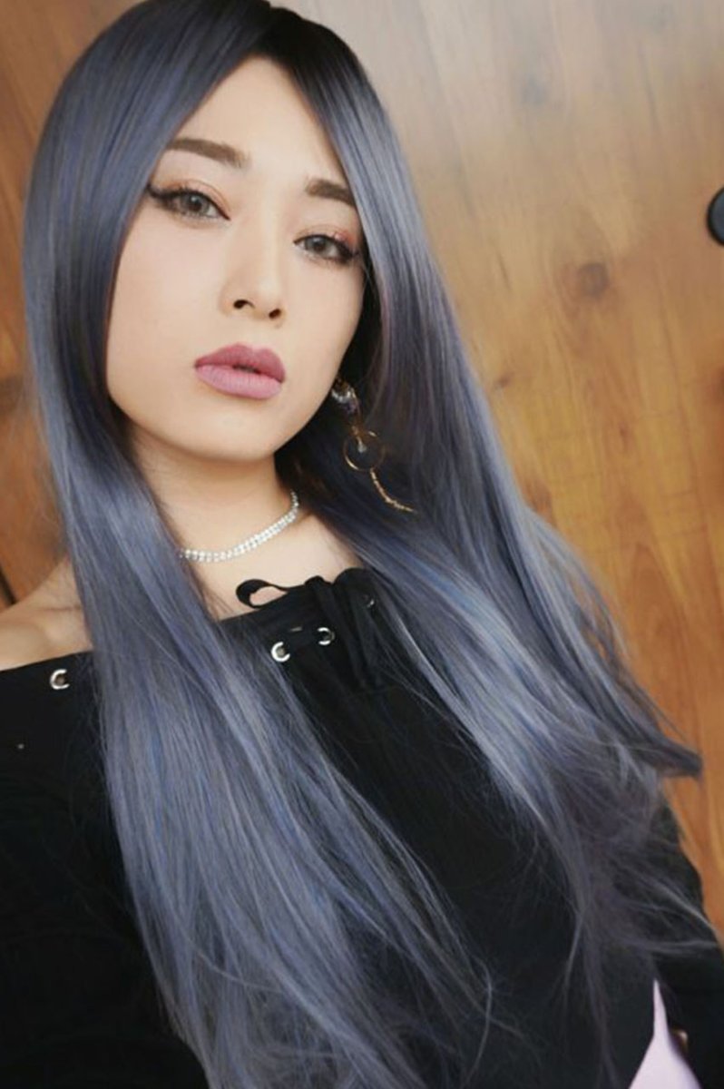 画像20: 【SALE】ストレス軽減！注目の新構造ウィッグ！センター分けソフトストレートロング【根元黒染め×アメジストパープルグレー】  (20)