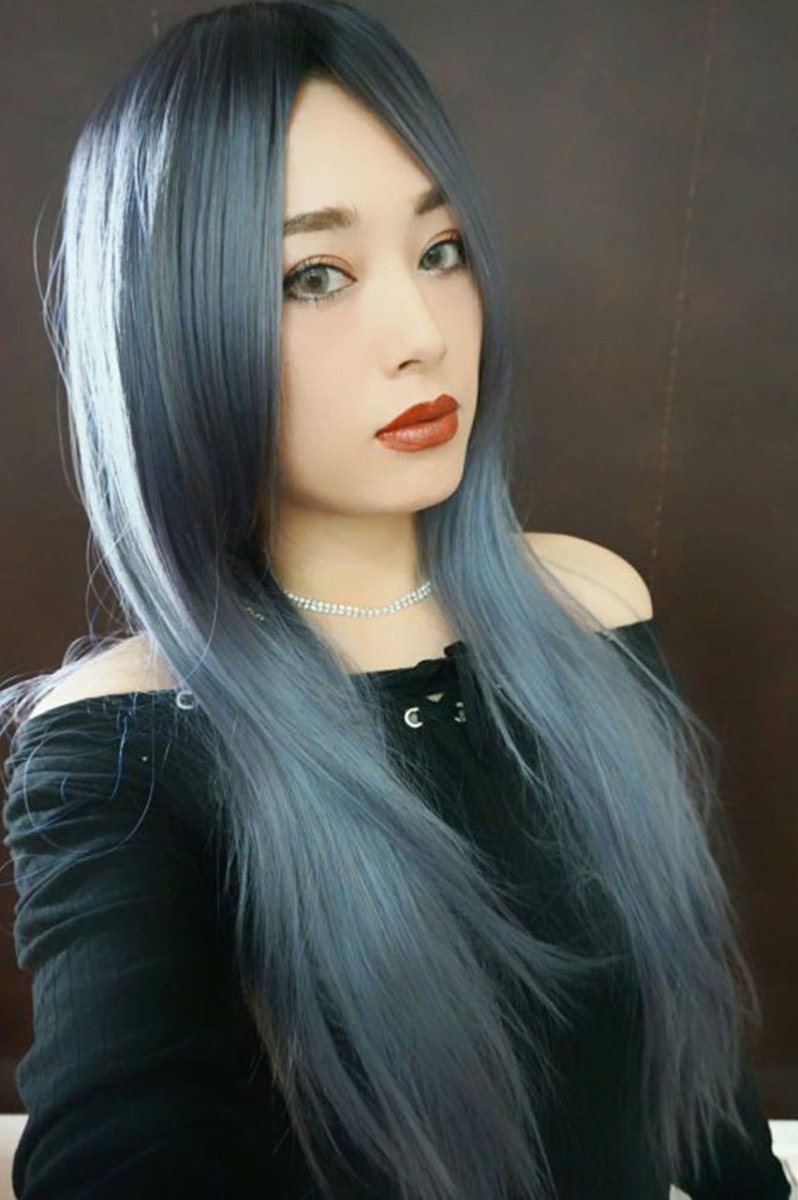 画像23: 【SALE】ストレス軽減！注目の新構造ウィッグ！センター分けソフトストレートロング【根元黒染め×アメジストパープルグレー】  (23)