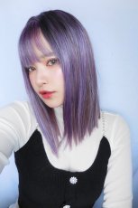 画像7: 【SALE】切りっぱなしストレートセミロング【根元黒mixアッシュグレープパープルブラウンmix】 (7)