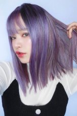 画像4: 【SALE】切りっぱなしストレートセミロング【根元黒mixアッシュグレープパープルブラウンmix】 (4)