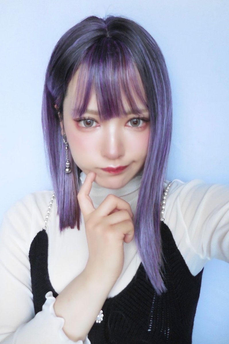 画像10: 【SALE】切りっぱなしストレートセミロング【根元黒mixアッシュグレープパープルブラウンmix】 (10)