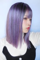 画像5: 【SALE】切りっぱなしストレートセミロング【根元黒mixアッシュグレープパープルブラウンmix】 (5)