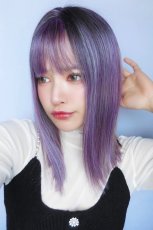 画像3: 【SALE】切りっぱなしストレートセミロング【根元黒mixアッシュグレープパープルブラウンmix】 (3)