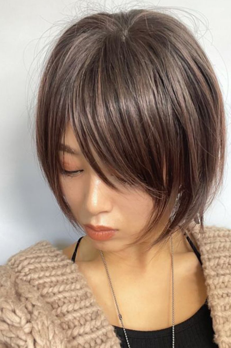 画像13: 《Sサイズ展開有》大人可愛い✩美フォルムレイヤーショートボブ【根元黒mix×マロンブラウン】　 (13)
