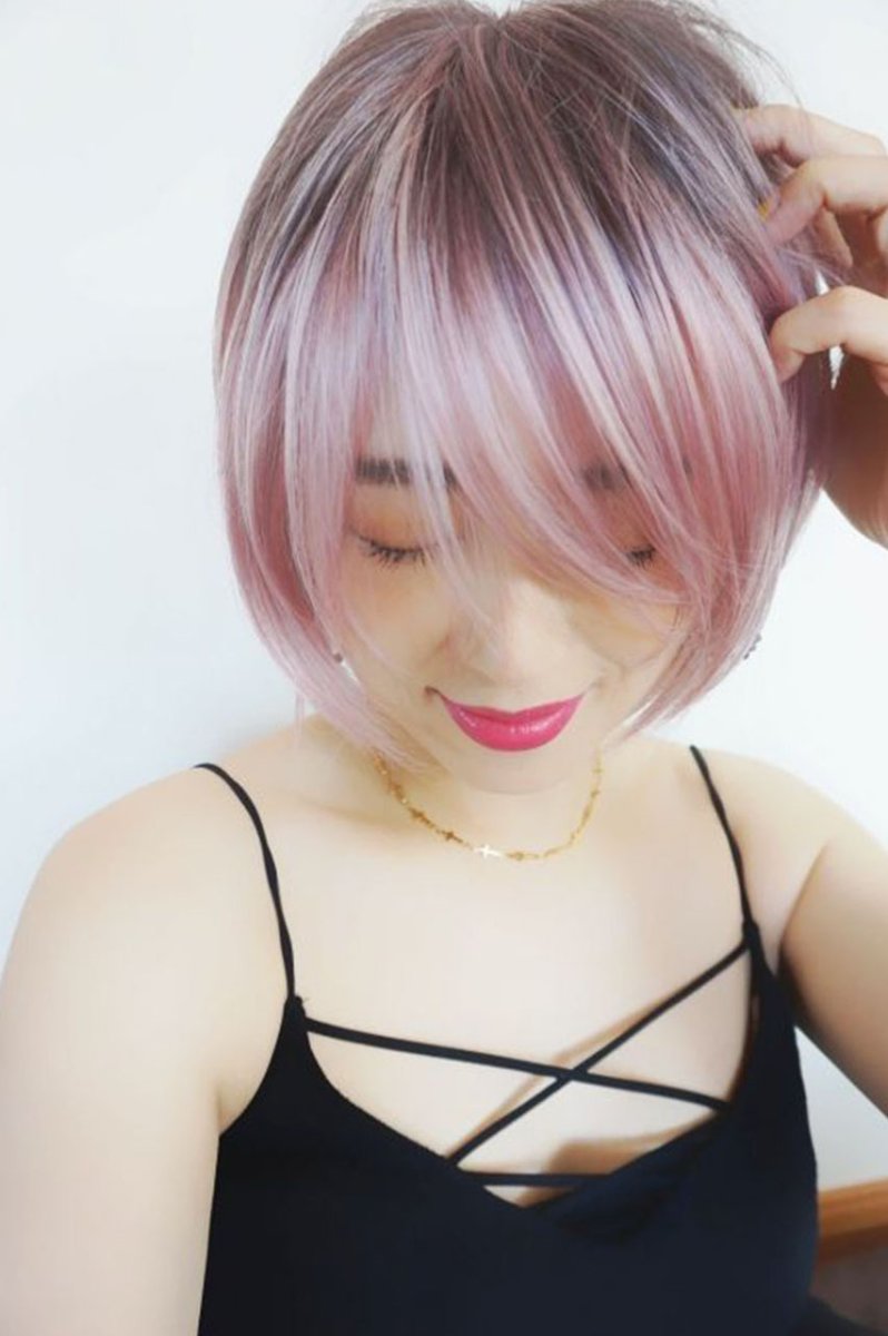 画像12: 《Sサイズ展開有》大人可愛い✩美フォルムレイヤーショートボブ【根元黒mix×シュガーピンク】  (12)