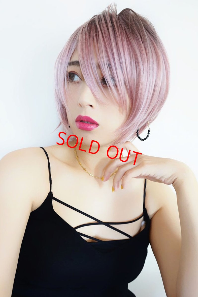 画像10: 《Sサイズ展開有》大人可愛い✩美フォルムレイヤーショートボブ【根元黒mix×シュガーピンク】  (10)