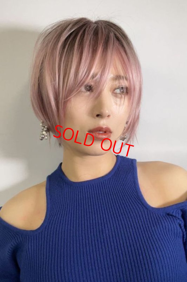 画像2: 《Sサイズ展開有》大人可愛い✩美フォルムレイヤーショートボブ【根元黒mix×シュガーピンク】  (2)