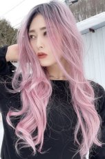 画像5: 【SALE】ふかし加工☆ヌーディカジュアルウェーブロング【根元黒染め×シュガーピンク】 (5)