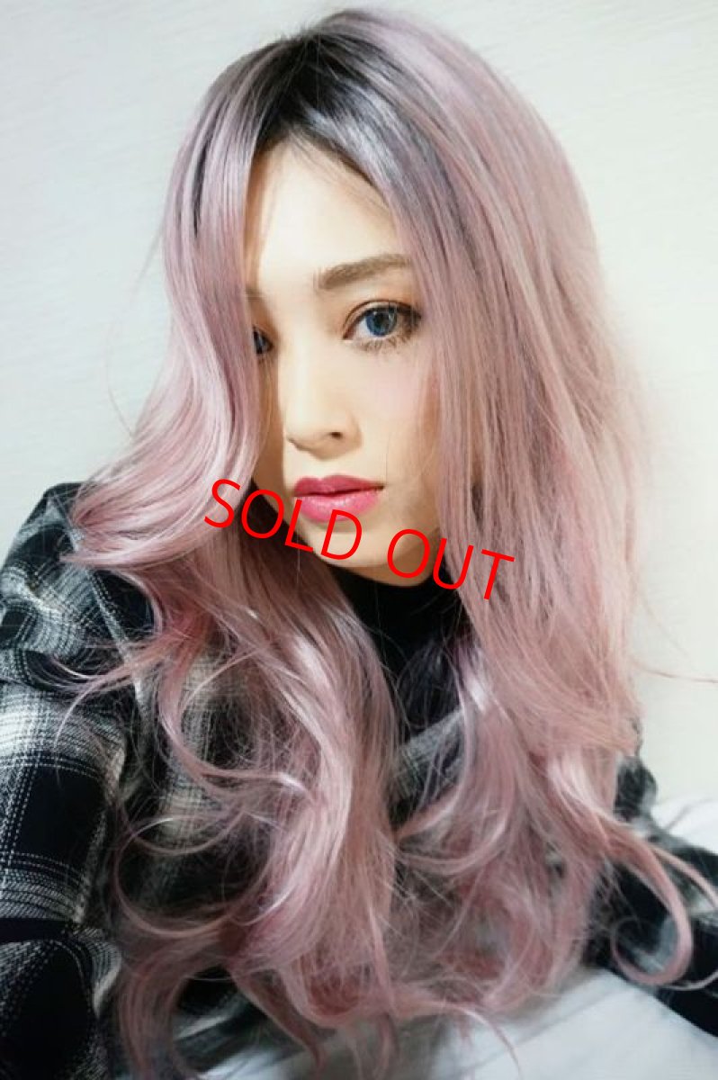 画像15: 【SALE】ふかし加工☆ヌーディカジュアルウェーブロング【根元黒染め×シュガーピンク】 (15)