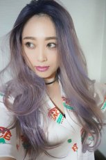 画像20: 【SALE】front lace wig☆ジェンダーレスウェーブロング【根元黒染め×ラベンダー×ピンクmix】 (20)