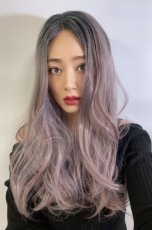 画像7: 【SALE】front lace wig☆ジェンダーレスウェーブロング【根元黒染め×ラベンダー×ピンクmix】 (7)