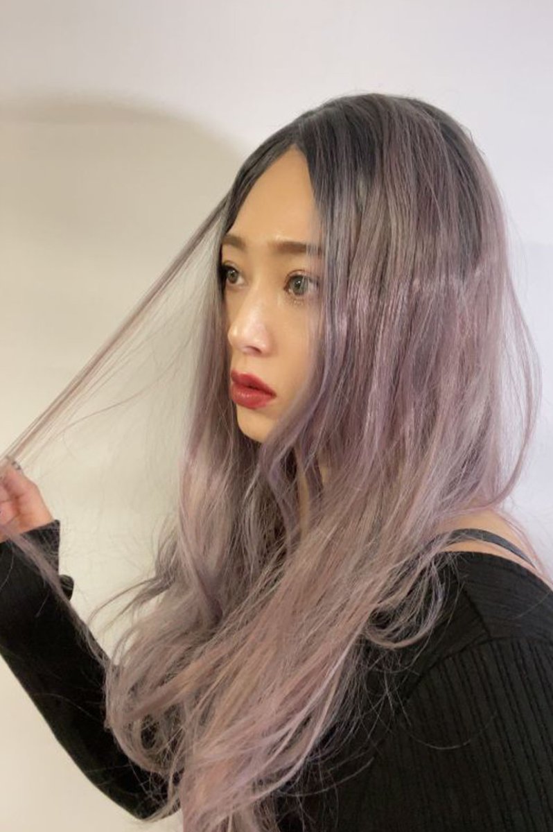 画像6: 【SALE】front lace wig☆ジェンダーレスウェーブロング【根元黒染め×ラベンダー×ピンクmix】 (6)