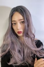 画像9: 【SALE】front lace wig☆ジェンダーレスウェーブロング【根元黒染め×ラベンダー×ピンクmix】 (9)