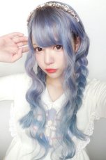 画像6: 【SALE】幅広つむじ☆切りっぱなしヴェールウェーブロング【根元黒mix×ビビッドレインボー×くすみブルー】 (6)
