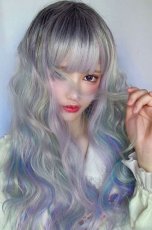 画像6: 【SALE】レインボーシリーズ☆リラックスウェーブロング【根元黒スノーレインボー】 (6)