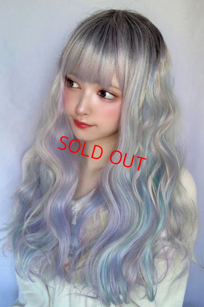 画像13: 【SALE】レインボーシリーズ☆リラックスウェーブロング【根元黒スノーレインボー】 (13)