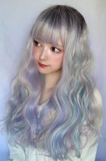 画像13: 【SALE】レインボーシリーズ☆リラックスウェーブロング【根元黒スノーレインボー】 (13)