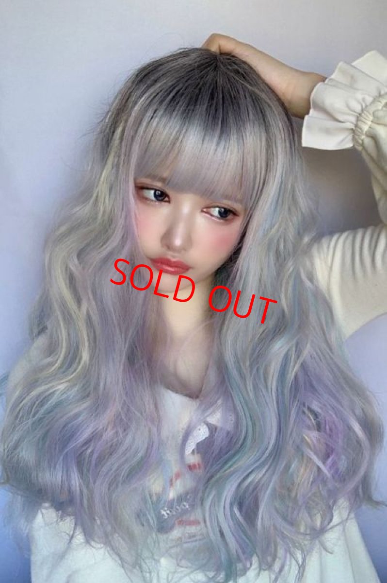 画像9: 【SALE】レインボーシリーズ☆リラックスウェーブロング【根元黒スノーレインボー】 (9)
