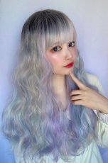 画像8: 【SALE】レインボーシリーズ☆リラックスウェーブロング【根元黒スノーレインボー】 (8)