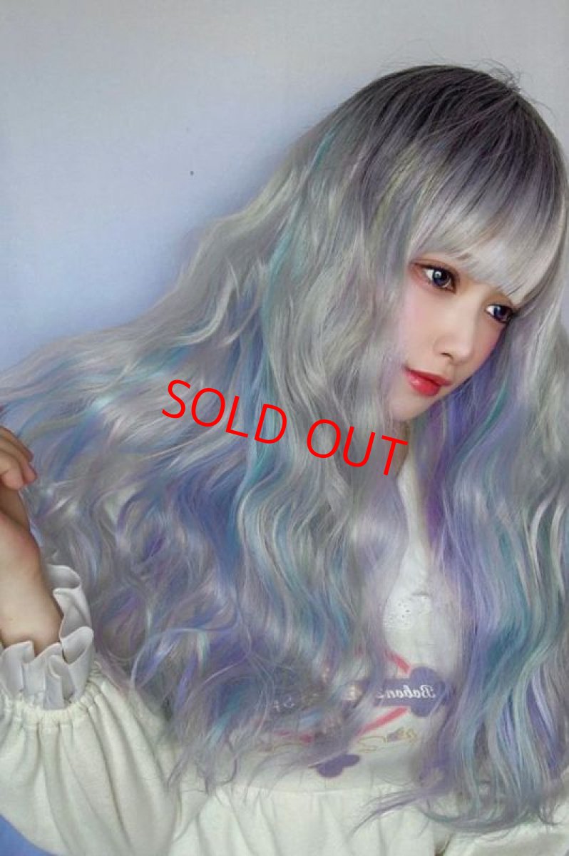 画像11: 【SALE】レインボーシリーズ☆リラックスウェーブロング【根元黒スノーレインボー】 (11)