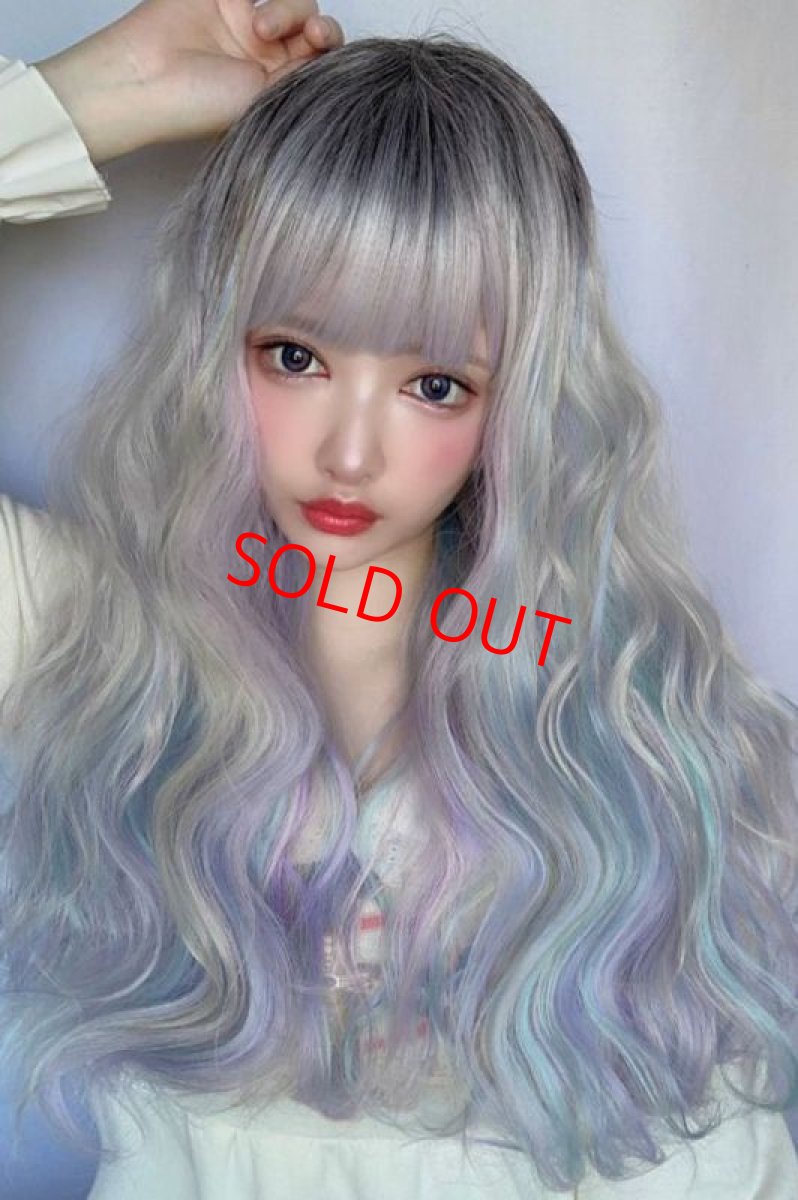 画像3: 【SALE】レインボーシリーズ☆リラックスウェーブロング【根元黒スノーレインボー】 (3)