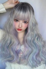 画像3: 【SALE】レインボーシリーズ☆リラックスウェーブロング【根元黒スノーレインボー】 (3)