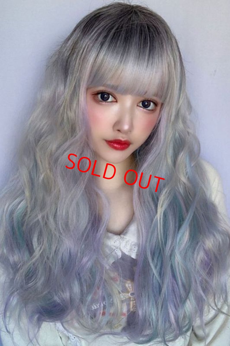 画像12: 【SALE】レインボーシリーズ☆リラックスウェーブロング【根元黒スノーレインボー】 (12)