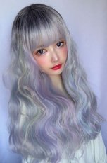 画像4: 【SALE】レインボーシリーズ☆リラックスウェーブロング【根元黒スノーレインボー】 (4)